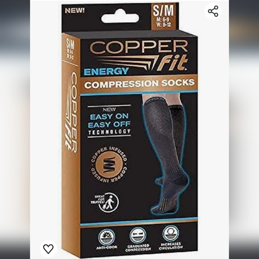Copper Fit energy black compression socks size S/M